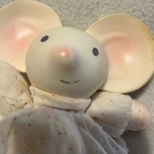 Adorable Pink and White Stuffed Mouse Toy